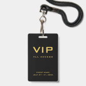 Modern Gold VIP All Access Pass Event ID Ausweis (Vorderseite mit Lanyard)