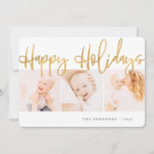 Modern Gold Weihnachten Gruß Drei Foto (Vorderseite)