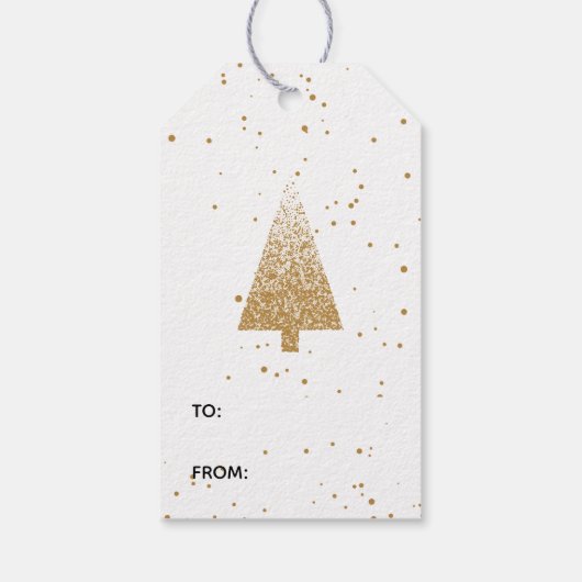 Modern Gold Weihnachtsbaum Geschenkanhänger (Rückseite)