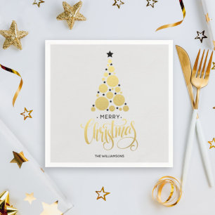 Modern Gold Weihnachtsbaum Holiday Napkins Serviette