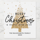 Modern Gold Weihnachtsbaum Weinetikett (Einzelnes Label)