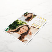 Modern gold weiß 3 Foto Abschluss Folieneinladung (Gedreht)