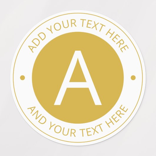 Modern Gold/Weiß-Logo-Monogramm wasserdicht Etiketten (Design 1)