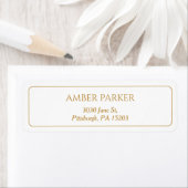 Modern Gold White Border Return Address Label (Insitu)