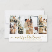 Modern Gold White Collage Weihnachtskarte Einladung (Vorderseite)