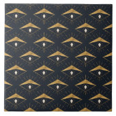 Modern Gold White Diamond Eyes Blue Pattern Fliese (Vorderseite)