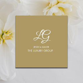 Modern Gold White Elegant Quadratische Visitenkarte
