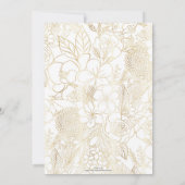 Modern Gold White Floral Doodles Line Art (Rückseite)