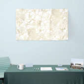 Modern Gold White Floral Doodles Line Art Banner (Messeveranstaltung)