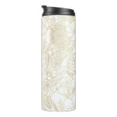 Modern Gold White Floral Doodles Line Art Thermosbecher (Nach rechts gedreht)