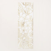 Modern Gold White Floral Doodles Line Art Yogamatte (Rückseite)