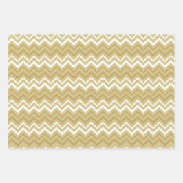 Modern Gold White Geometric Strip Weihnachten Geschenkpapier Set