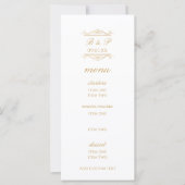 Modern Gold & White Monogram Wedding Menu Card (Vorderseite)