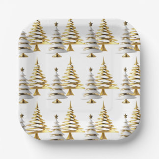 Modern Gold & White Square Paper Plates – Elegant Pappteller
