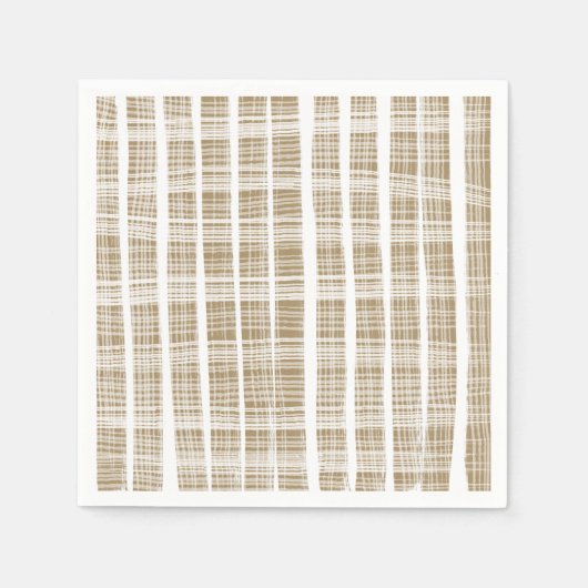 Modern Gold & White Stripe Texture Wedding Serviette (Vorderseite)