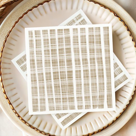 Modern Gold & White Stripe Texture Wedding Serviette