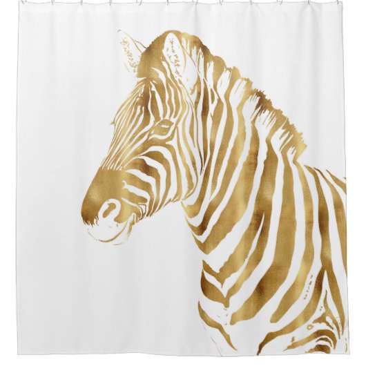 Modern Gold White Zebra Animal Safari Design Duschvorhang (Vorderseite)