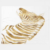 Modern Gold White Zebra Animal Safari Design Fleecedecke (Vorderseite (Horizontal))