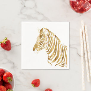 Modern Gold White Zebra Animal Safari Design Serviette
