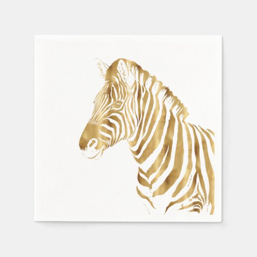 Modern Gold White Zebra Animal Safari Design Serviette (Vorderseite)