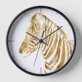 Modern Gold White Zebra Animal Safari Design Uhr (Vorderseite)