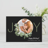 Modern Gold Wreath Joy Weihnachts-Foto Karte (Stehend Vorderseite)