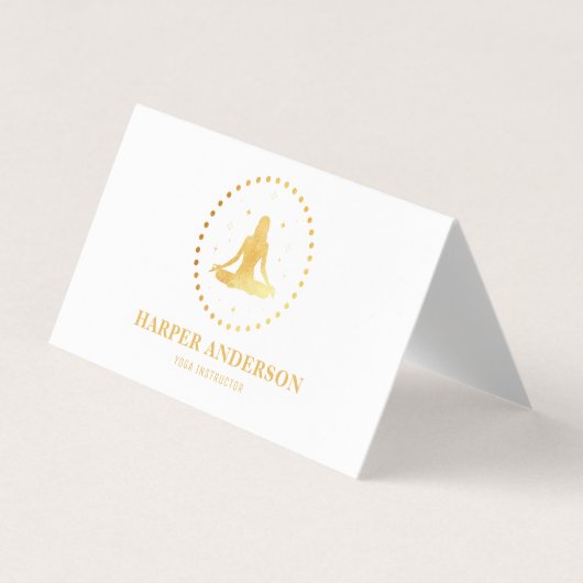 Modern Gold Yoga Instructor Berufliches Logo Visitenkarten (Vorderseite)