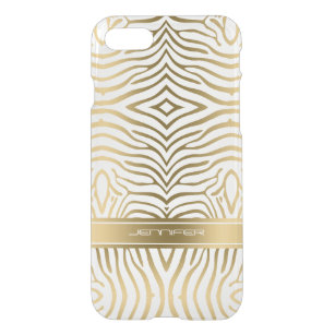 Modern Gold Zebra Streifen Weiß Hintergrund iPhone SE/8/7 Hülle