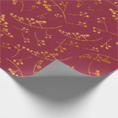 Modern Goldbeeren illustrieren Marsala-Muster Geschenkpapier (Ecke)