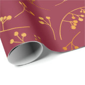 Modern Goldbeeren illustrieren Marsala-Muster Geschenkpapier (Rolleneckpunkt)