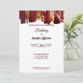 Modern Goldburgund Geburtstagseinladung Einladung (Stehend Vorderseite)