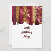 Modern Goldburgund Geburtstagseinladung Einladung (Rückseite)