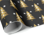 Modern Golden Black Christmas Tree Geschenkpapier (Rolleneckpunkt)