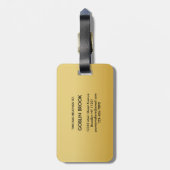 Modern Golden Black Monogram Stylish Gepäckanhänger (Rückseite vertikal)