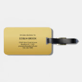 Modern Golden Black Monogram Stylish Gepäckanhänger (Rückseite horizontal)