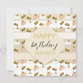 Modern Golden Blush Pink Artistic Pumpkin Karte