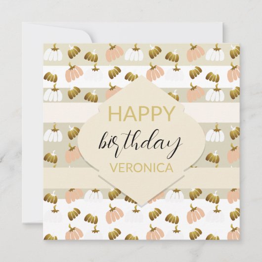 Modern Golden Blush Pink Artistic Pumpkin Karte (Vorderseite)