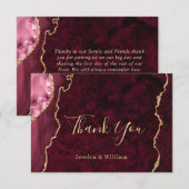 Modern Golden Burgund Marble Agate Dankeskarte (Vorne/Hinten)