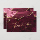 Modern Golden Burgund Marble Agate Dankeskarte (Vorne/Hinten)