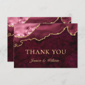 Modern Golden Burgund Marble Agate Dankeskarte (Vorne/Hinten)