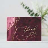 Modern Golden Burgund Marble Agate Dankeskarte (Stehend Vorderseite)