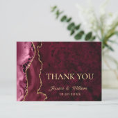 Modern Golden Burgund Marble Agate Dankeskarte (Stehend Vorderseite)