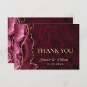 Modern Golden Burgund Marble Agate Dankeskarte (Vorne/Hinten)