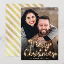 Modern Golden Christmas PHOTO Greeting