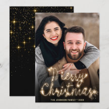Modern Golden Christmas PHOTO Greeting