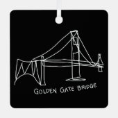 Modern Golden Gate Bridge Doodle w/ Photo and Text Ornament Aus Metall (Vorderseite)