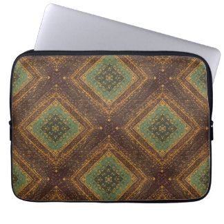 Modern Golden Grid Pattern , Gold Burgundy Green Laptopschutzhülle