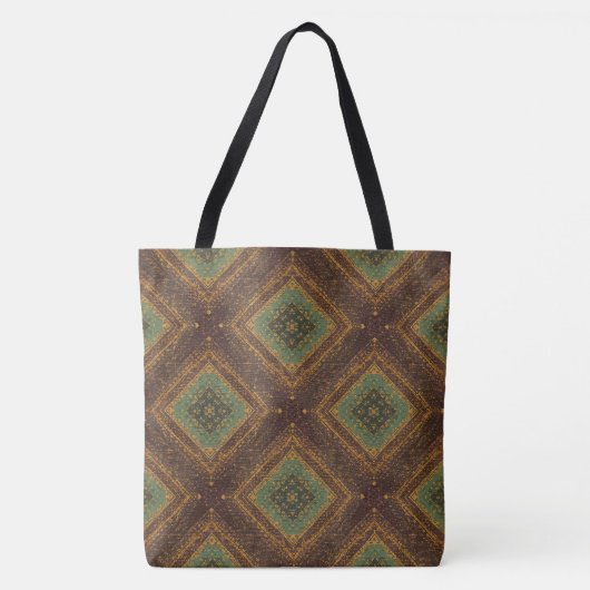 Modern Golden Grid Pattern , Gold Burgundy Green Tasche (Vorderseite)