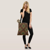 Modern Golden Grid Pattern , Gold Burgundy Green Tasche (Am Model)