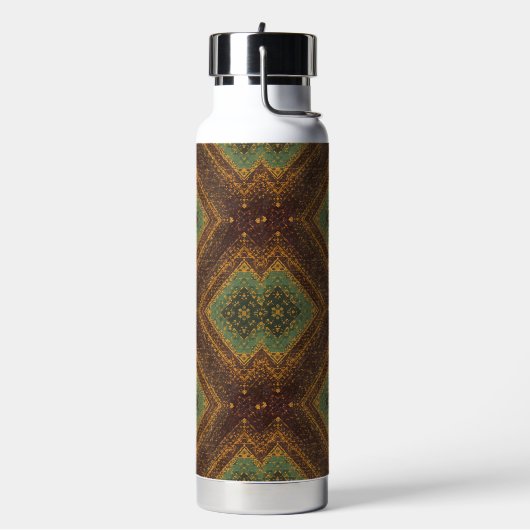 Modern Golden Grid Pattern , Gold Burgundy Green  Trinkflasche (Links)